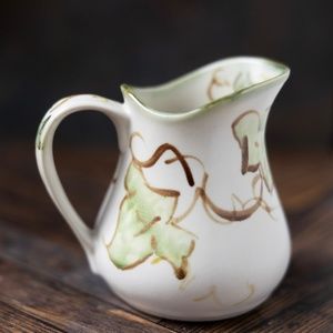 Vintage Clouds Pottery Folsom California ivy leaf small 1998 pitcher 4 inches